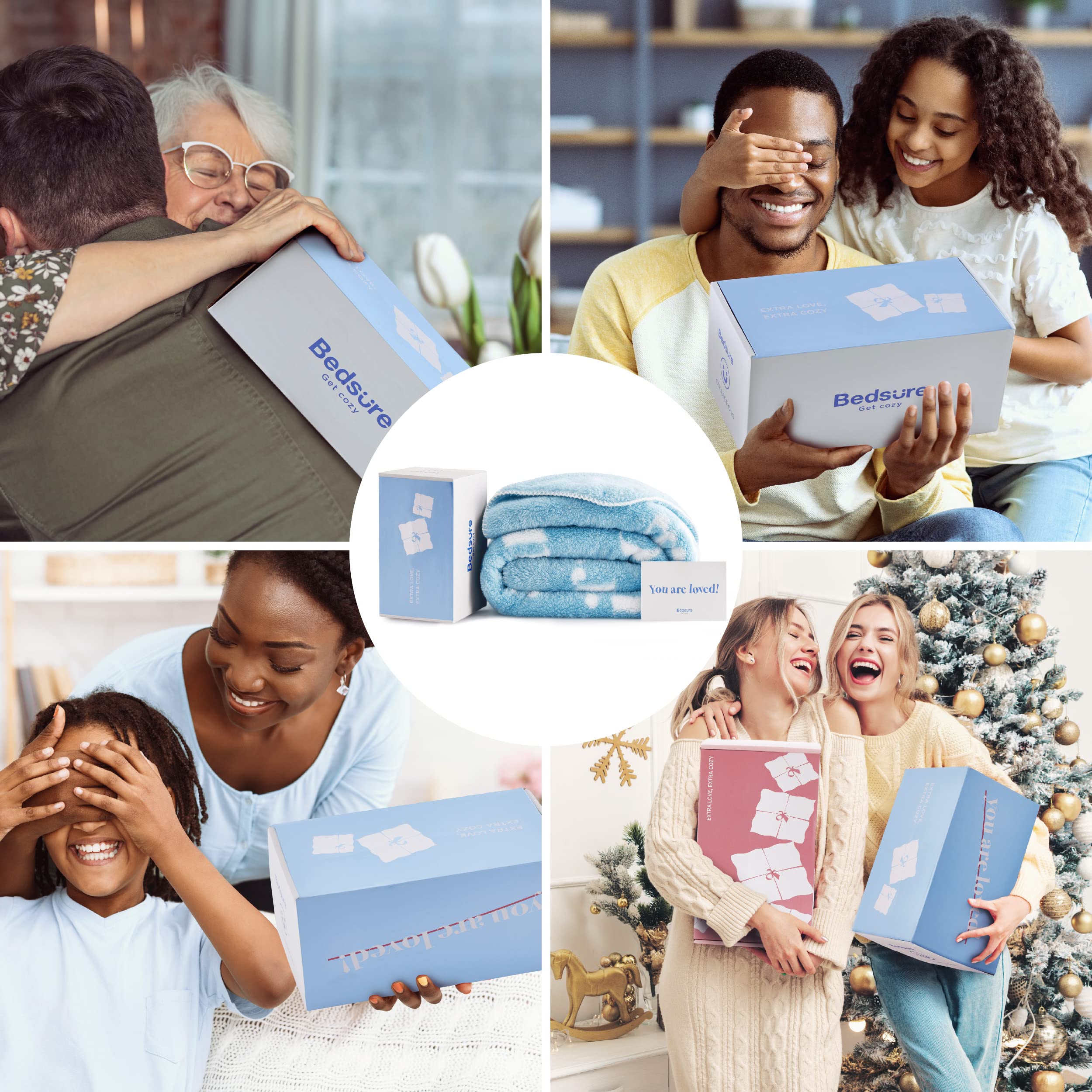 Bedsure Inspirational Healing Blanket for Women - Soft Get Well Gifts, Post-Surgery Recovery Blanket with Uplifting Words, Comforting Cancer Care Blanket for Mom, Elderly & Adults, Blue, 50x60 Inch - Perfect for Hospital Stay, Chemotherapy Comfort & Thoughtful Birthday Gifts