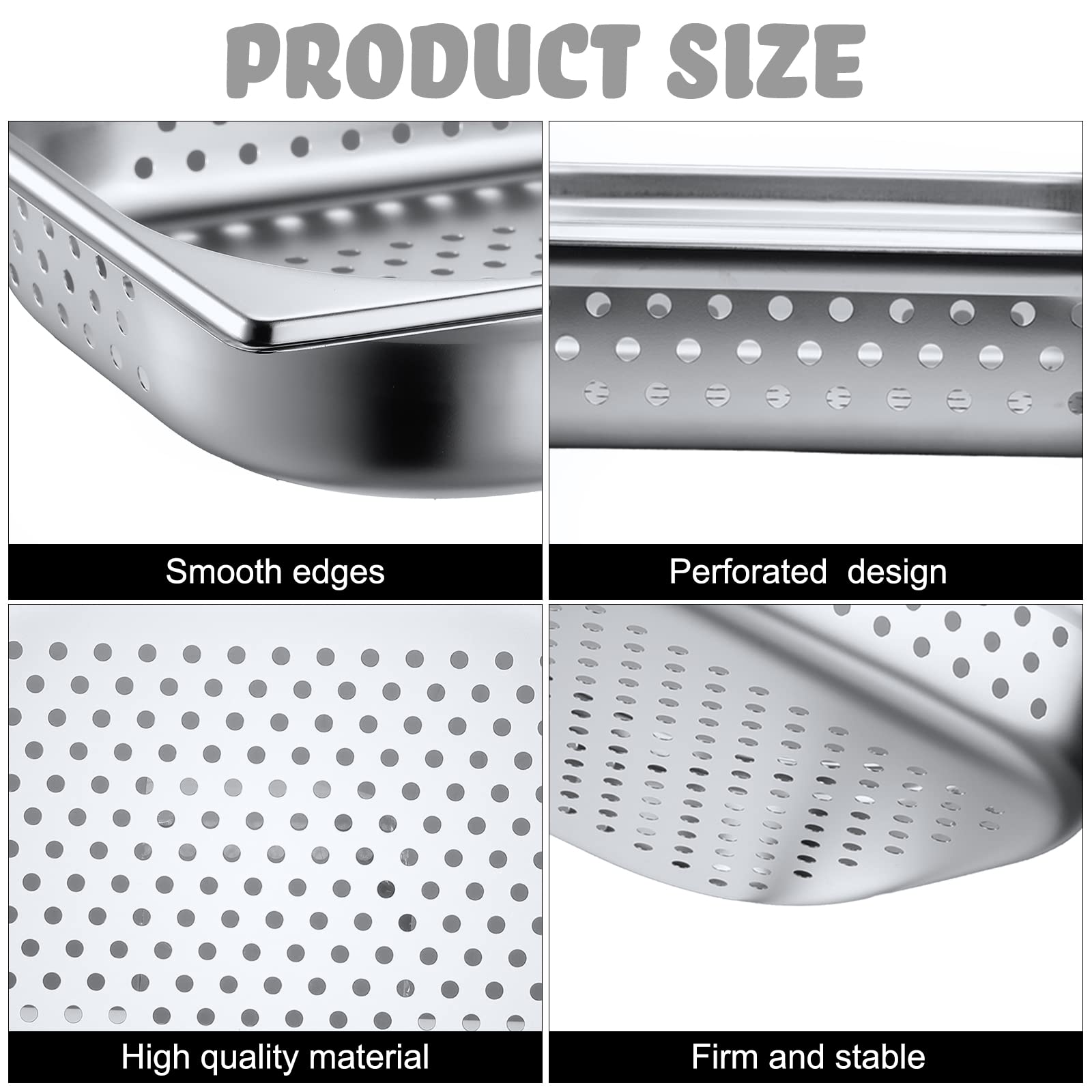 Lounsweer 2-Pack Stainless Steel Half Size Perforated Hotel Pans - Commercial Steam Table Pans for Catering, Restaurants & Kitchen Use (12.8
