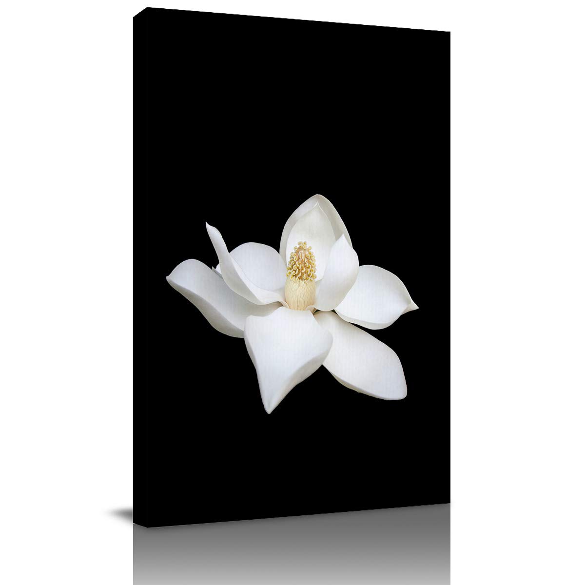 EZON-CH Framed Canvas Wall Art - White Flower Black Background Painting, 24x36 Inch Modern Home Decor for Living Room, Bedroom, Bathroom & Office | Perfect for Housewarming Gifts & Interior Design
