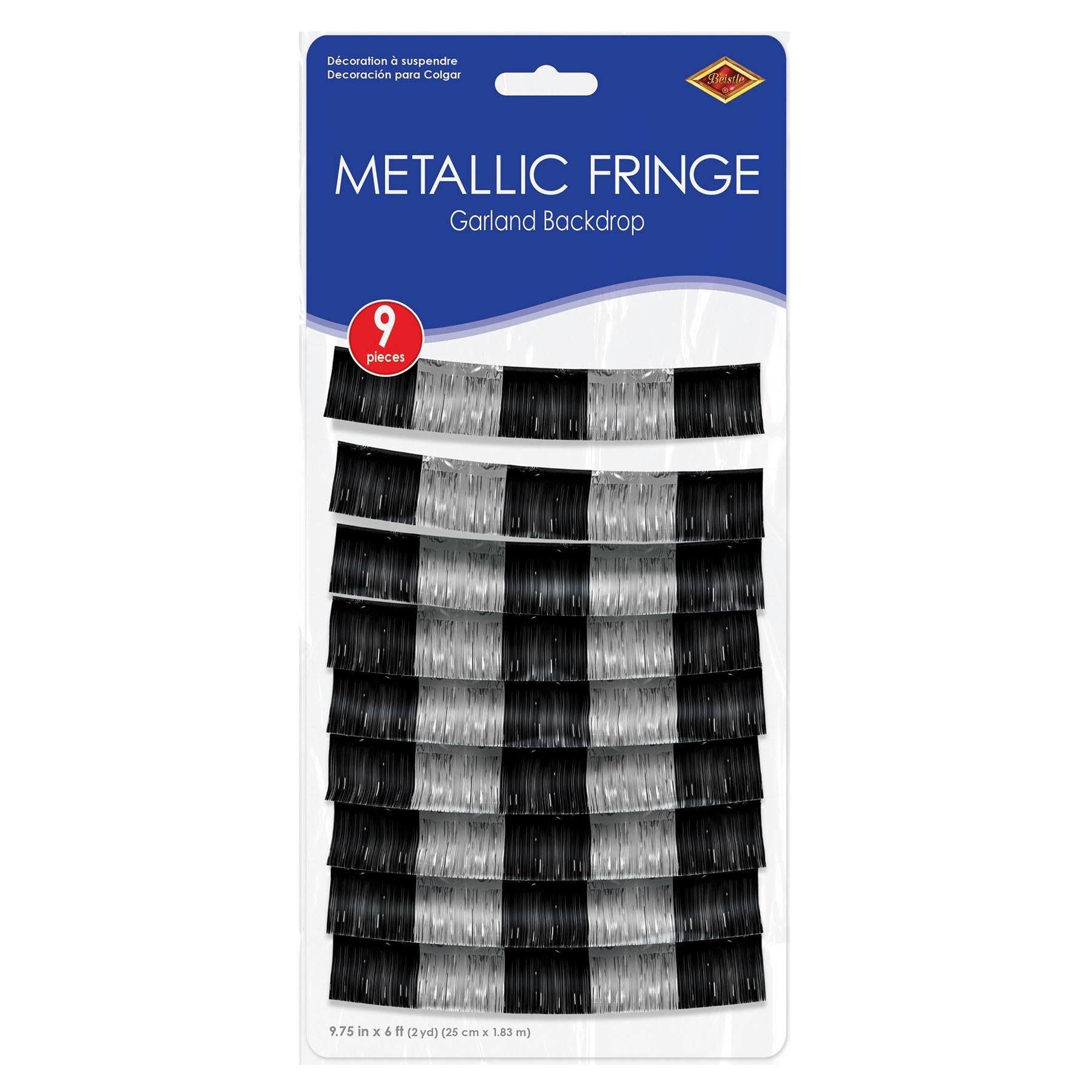 12 Pack Beistle Black and Silver Metallic Party Fringe Garland Backdrop - Premium Decor for Birthday, Wedding, Baby Shower & Holiday Celebrations