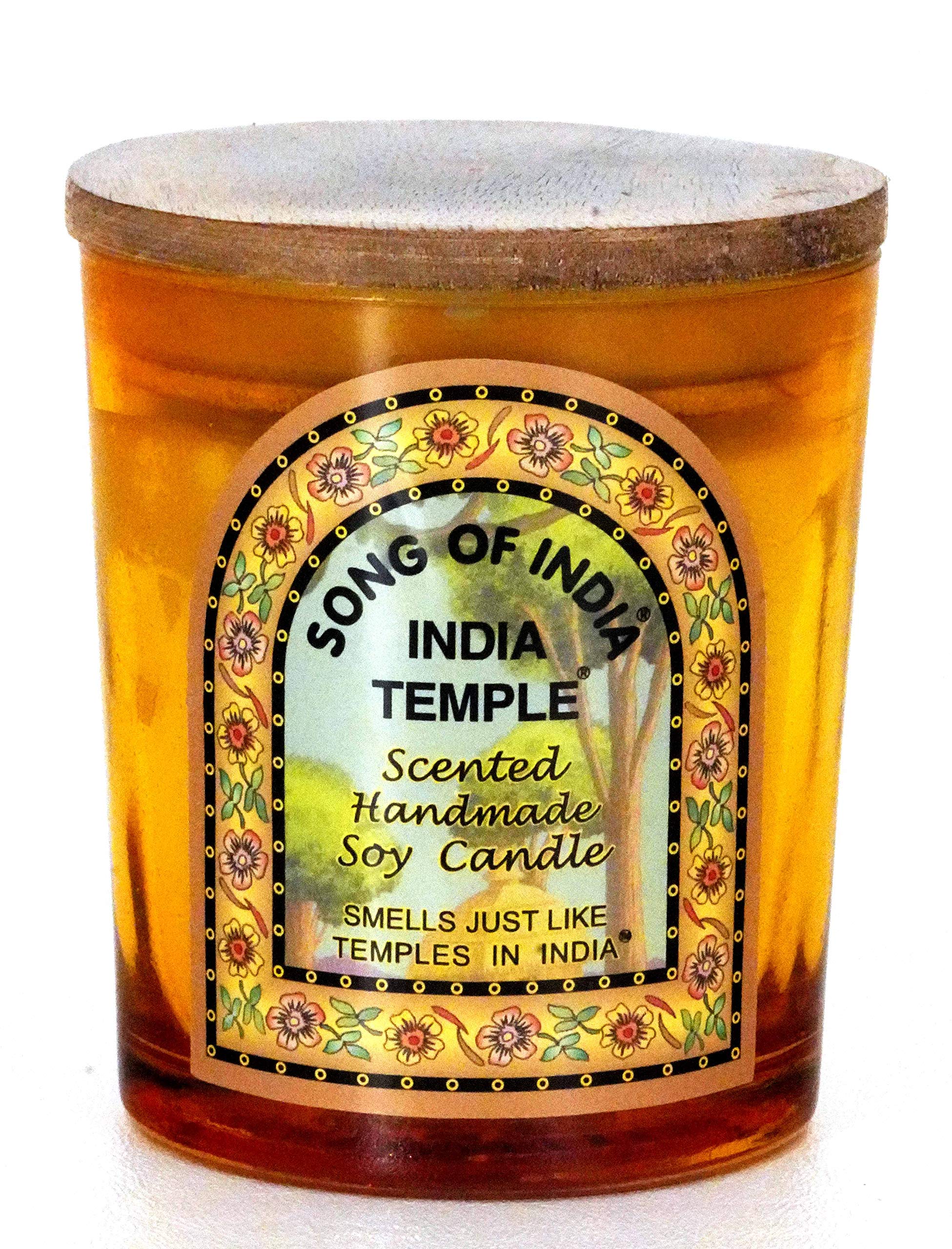 Song of India Aromatherapy Soy Candle with Mango Wood Lid - Handmade Natural Temple Scented Candle for Meditation, Yoga, Stress Relief | Home Decor, Spa & Wellness Gift (200g) - Perfect for Relaxation, Bedroom Ambiance & Self-Care Rituals