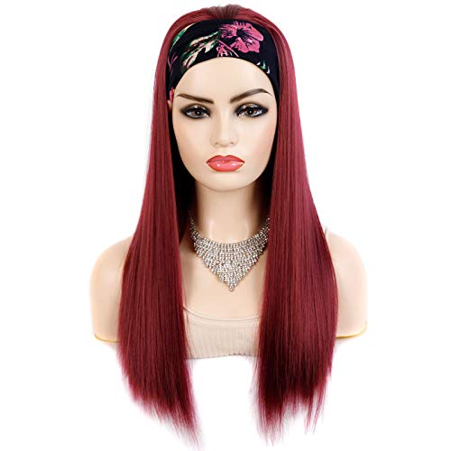 Headband Wig for Black Women - Natural Full Head Black Front Lace Long Straight Hair Hand-Woven Wig Set | Perfect for Daily Wear, Cosplay & Protective Hairstyles