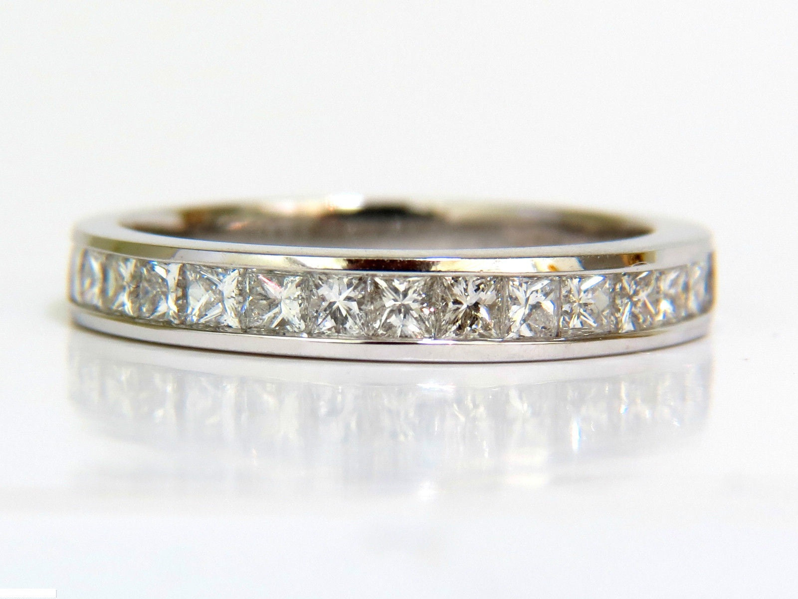 0.70CT Classic Princess Cut Diamond Band Ring in 14K White Gold - Elegant Wedding, Engagement & Anniversary Jewelry Gift for Women