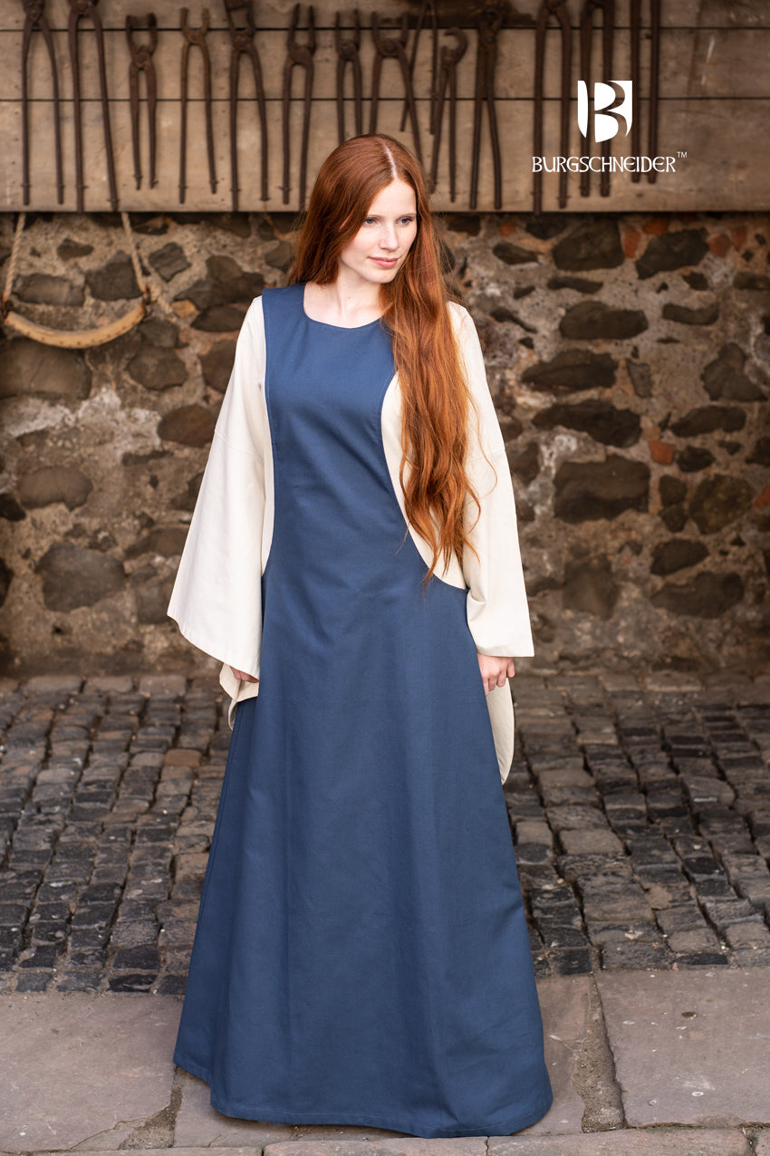 Isabella Blue Surcoat - Medieval Renaissance Costume Dress for Women | Perfect for LARP, Cosplay, and Historical Reenactments