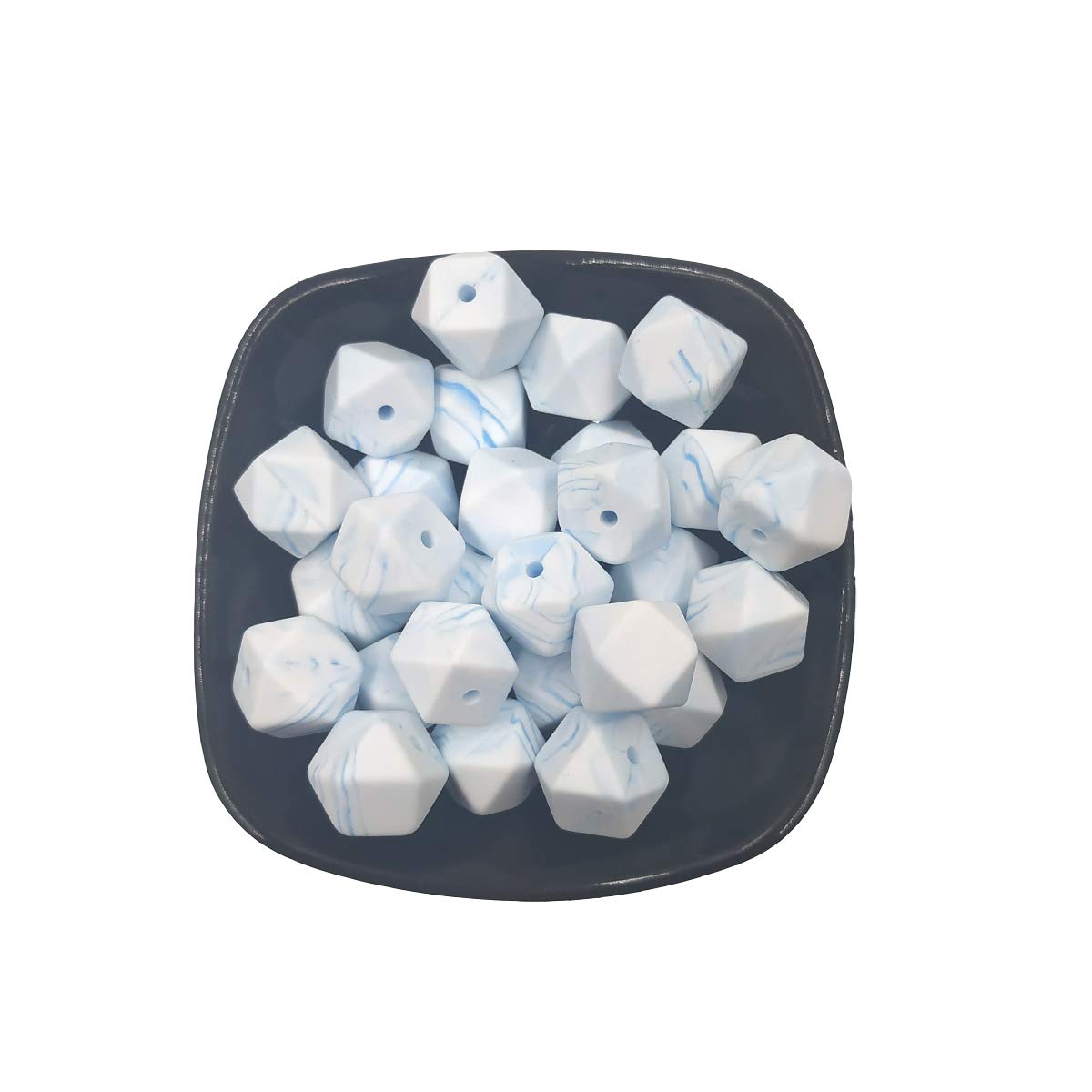 14mm Hexagonal Silicone Beads - 50pcs for DIY Jewelry & Keychains