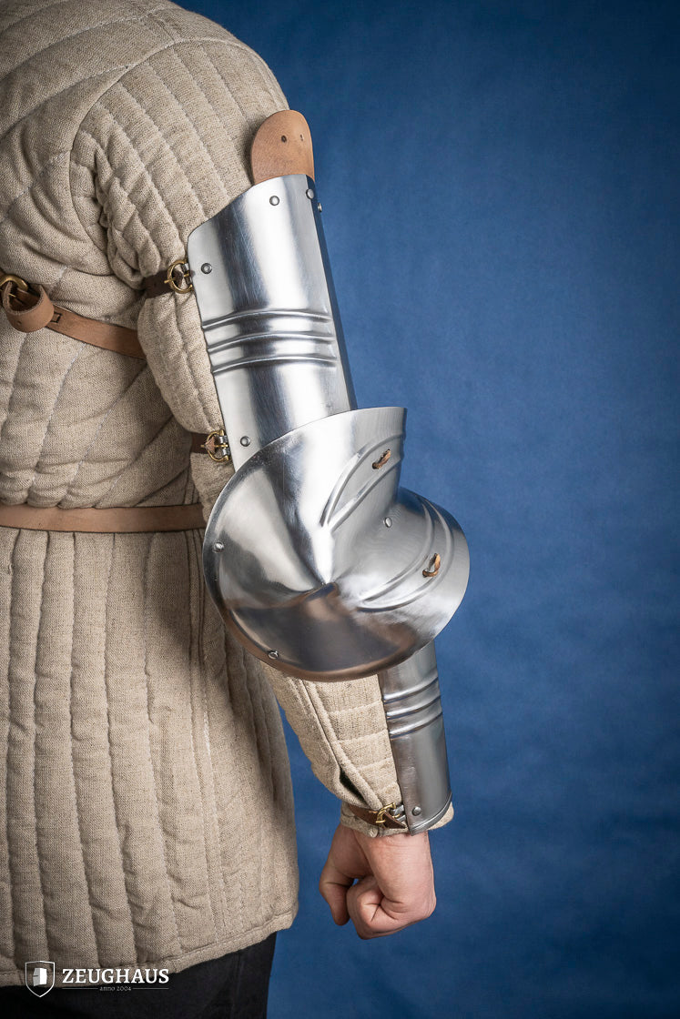 15th Century German Arm Armor - 1.2mm Polished Steel Medieval Gauntlet for LARP, Cosplay & Historical Reenactment