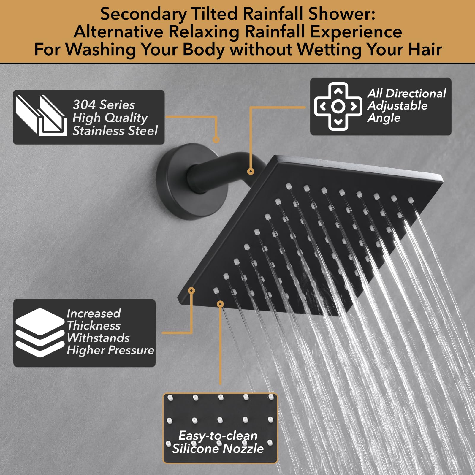 VANFOXLE Matte Black Shower Faucet Set with Push Button Diverter - 2 in 1 Handheld Shower Head & 10 Inch Ceiling Mount + 6 Inch Wall Mount Shower System for Modern Bathroom Renovation - Perfect for Master Bath, Guest Bath & Spa-Like Shower Experience