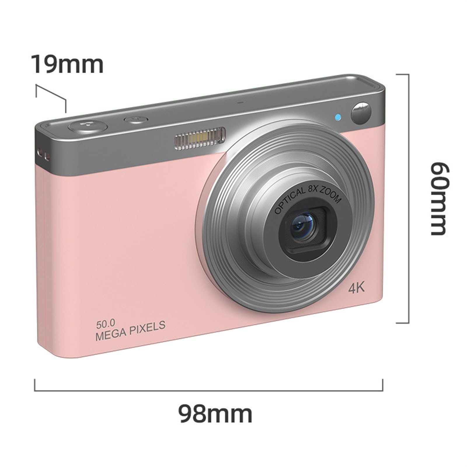 4K Ultra HD MZZYG Digital Video Camera - Lightweight Portable Retro Vlogging Camera with Beauty Filter, Compact Design for Travel & YouTube (C13 Pink)