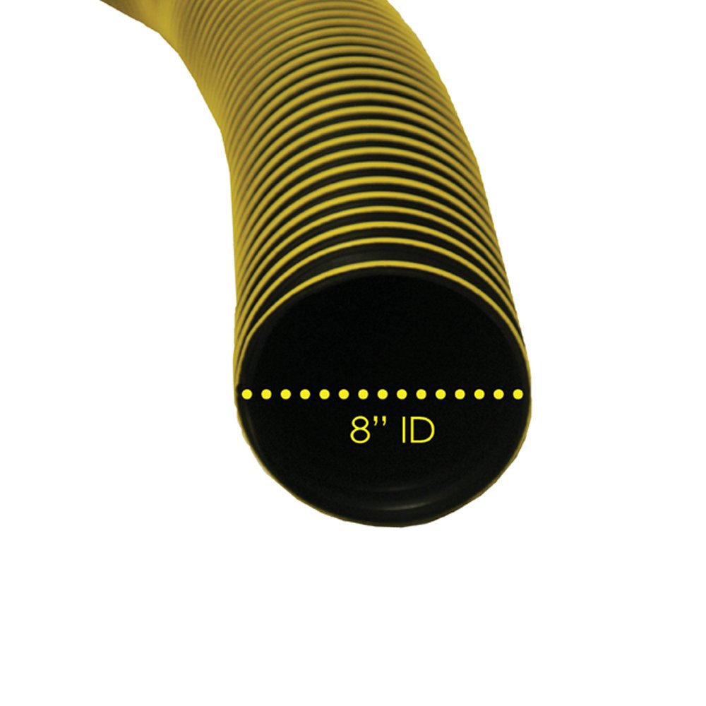 Thermoplastic Flex Medium Duty WS Rubber Hose - 8 Inch ID x 25 Feet Length (Fully Stretched) for Industrial Water Transfer, Chemical Handling & Agricultural Irrigation