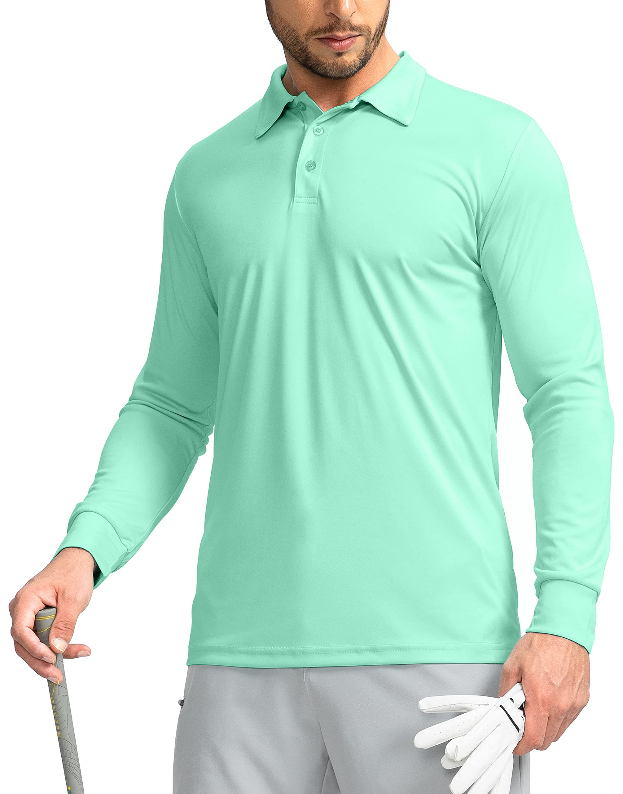 Men's Long Sleeve Polo Shirt - UPF 50+ Sun Protection, Lightweight & Breathable Golf Shirt for Work, Fishing & Outdoor Activities | Moisture-Wicking & UV Protection for Golfing, Hiking & Summer Wear