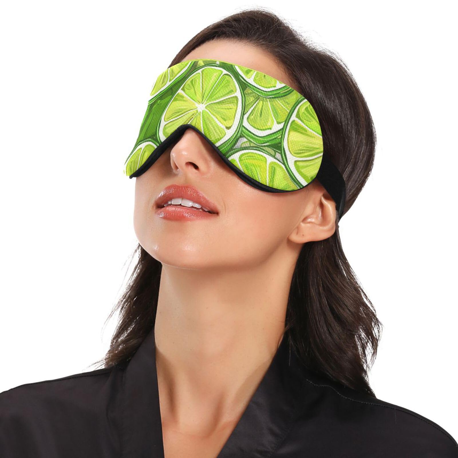 Green Lime Slices Sleep Eye Mask - Adjustable Elastic Band for Travel, Blackout & Skincare | Perfect for Flights, Naps & Relaxation
