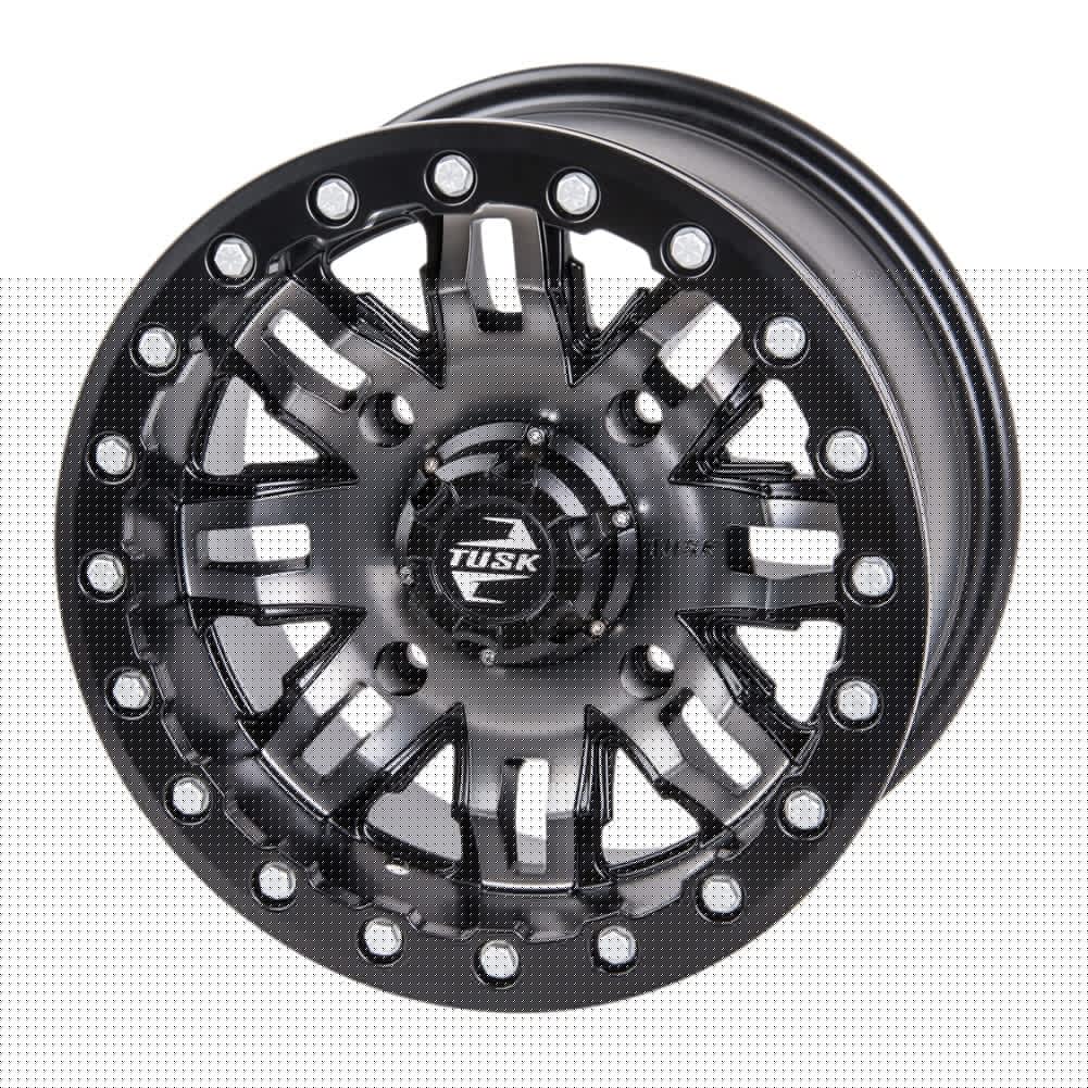 4/137 Tusk Teton Beadlock Wheel 14x7 4.0 + 3.0 Gun Metal/Black - Compatible with 2019 Textron Havoc UTV - Durable Off-Road Wheels for Trail Riding & Mud Adventures
