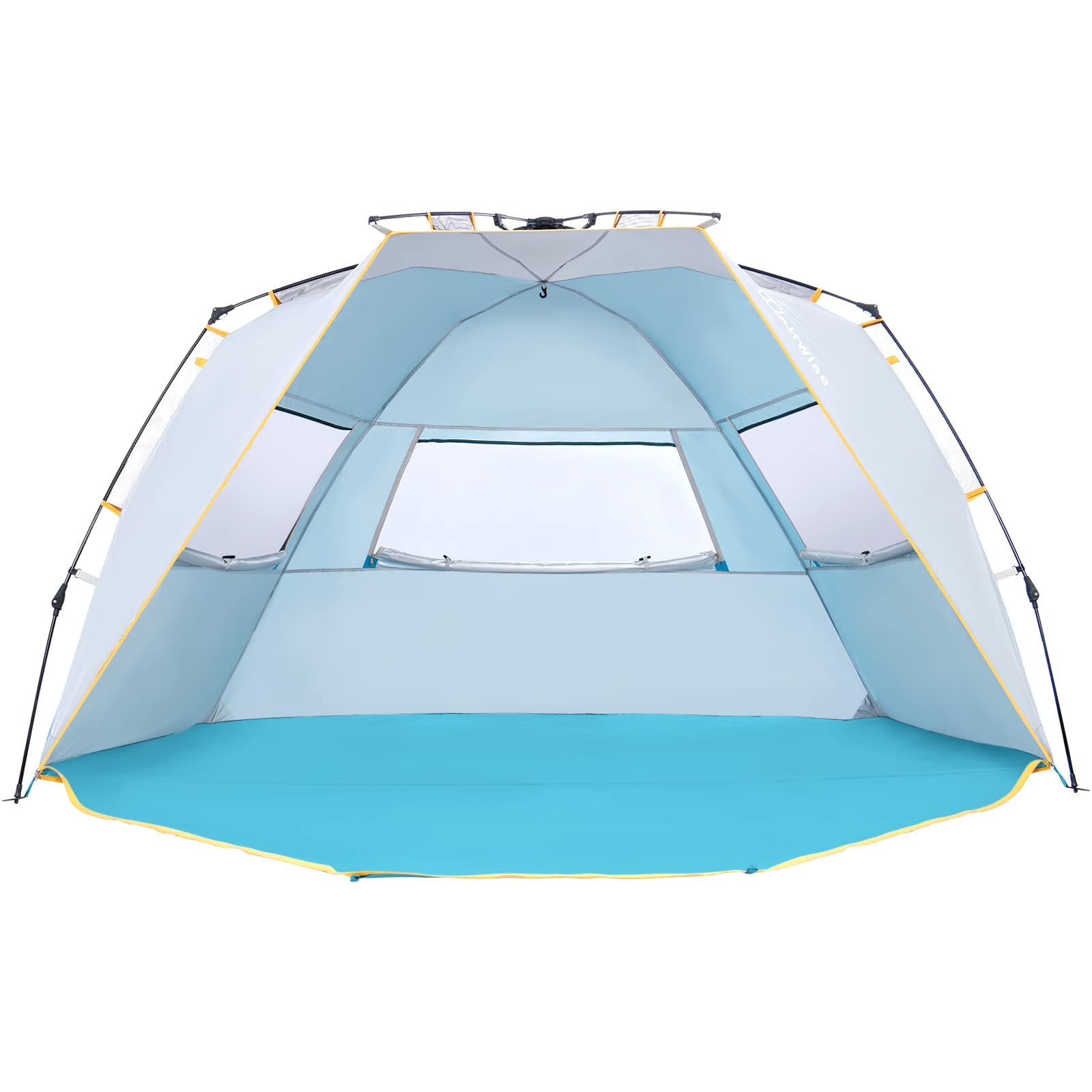 WolfWise Beach Tent with UPF 50+ Sun Protection, Quick Setup Pop Up Sun Shelter for 4-5 People, Portable Windproof Shade Tent with Expandable Floor - Perfect for Family Camping, Beach, Garden & Outdoor Activities