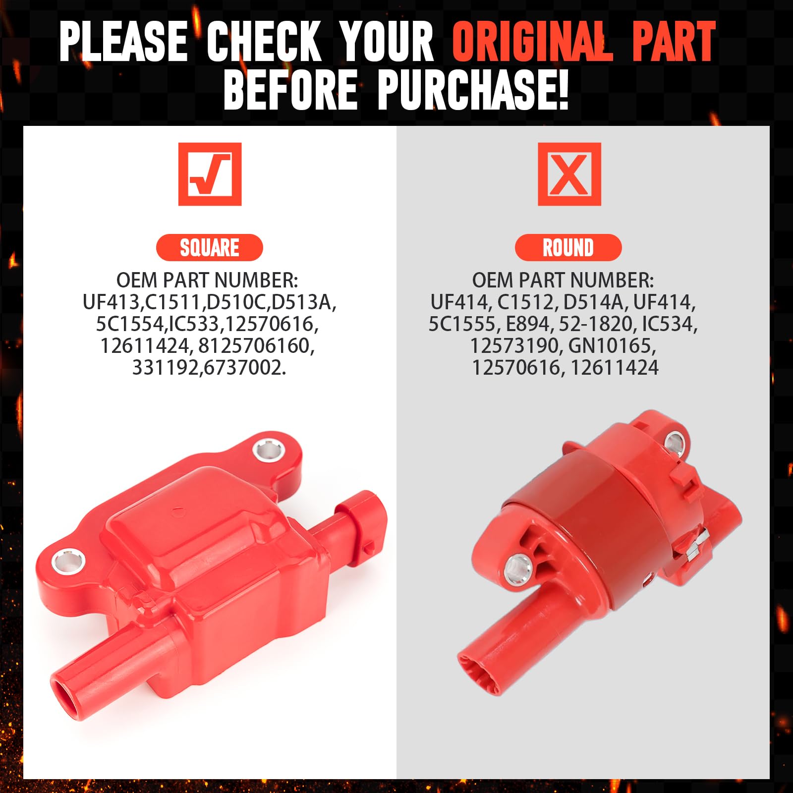 5.3L 6.0L 6.2L Ignition Coil Pack UF413 12570616 H6T55271ZC with Platinum Spark Plugs & Wires - Compatible with Chevy Silverado, GMC Sierra 1500/2500, Tahoe, Suburban, Avalanche, Yukon, Cadillac Escalade, Express, Savana - High Performance Replacement for Smooth Engine Start & Better Fuel Efficiency