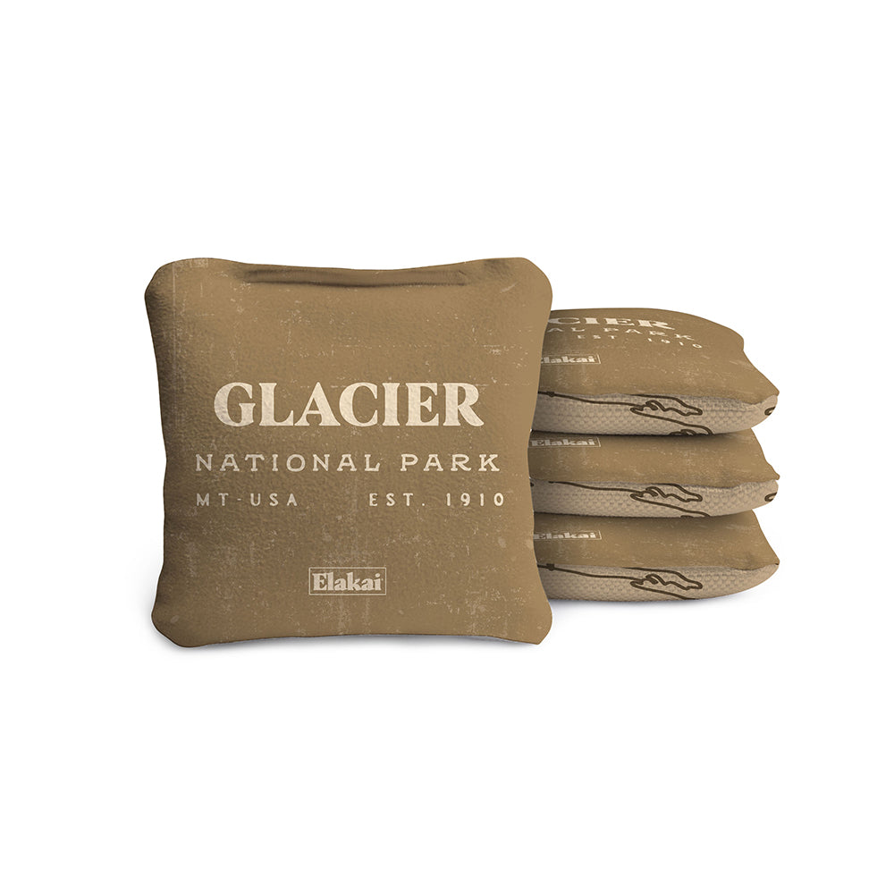 Premium National Parks Glacier Cornhole Bags - Travel Size Bean Bags for Outdoor Games, Camping, Picnics & Backyard Fun