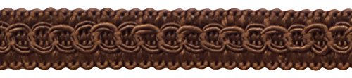 1/2 Inch (1cm) Basic Solid Scroll Gimp Braid Trim #0050SG - Mocha Brown #D2 (Dark Chocolate Brown) - 54.6 Yards (164 ft/50m) - Perfect for Upholstery, Home Decor, DIY Crafts, and Sewing Projects