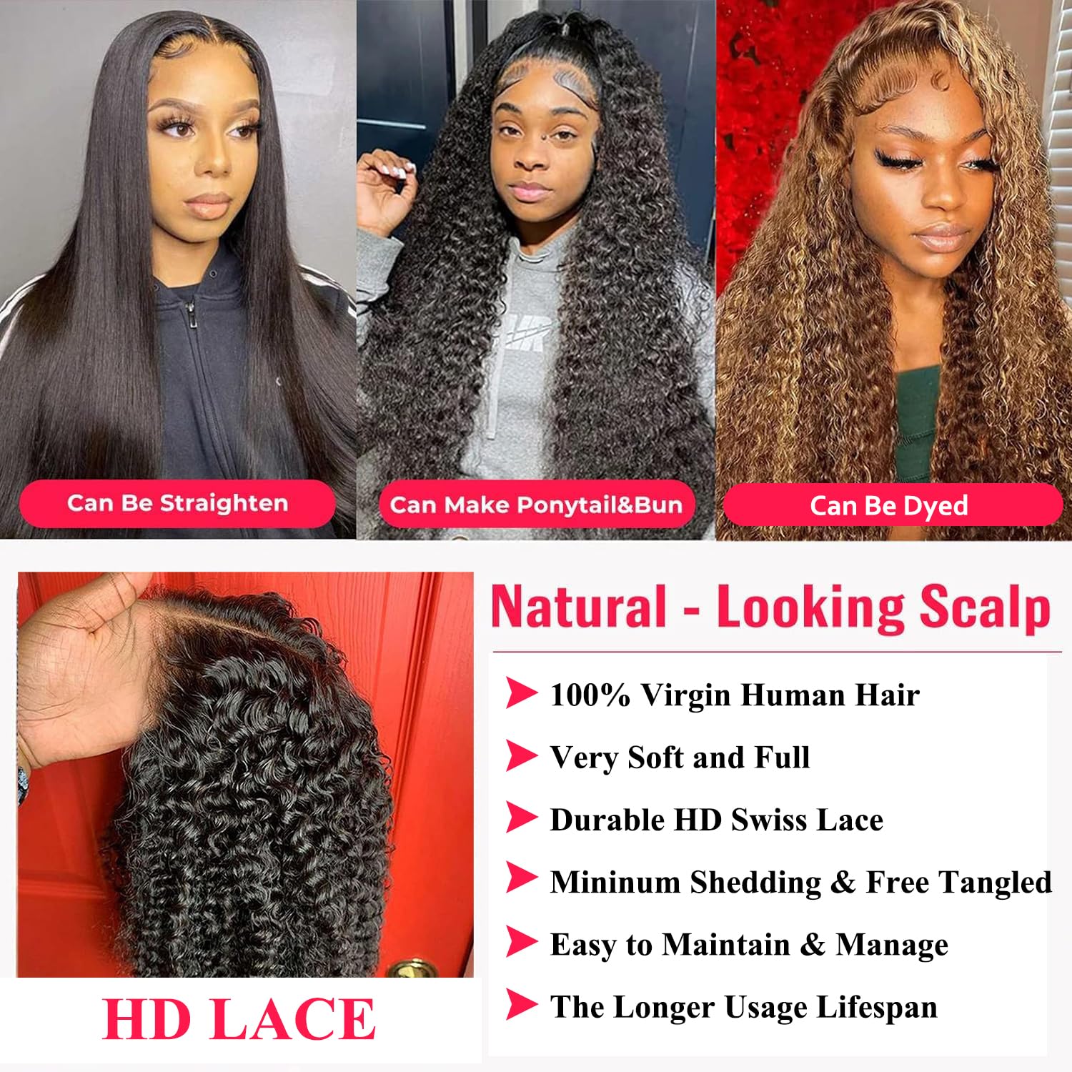 13x6 HD Transparent Lace Front Wigs Human Hair - Kinky Curly 180% Density Afro Wet & Wavy Lace Frontal Wig for Black Women (26 Inch) | Perfect for Protective Styling, Special Occasions & Everyday Wear