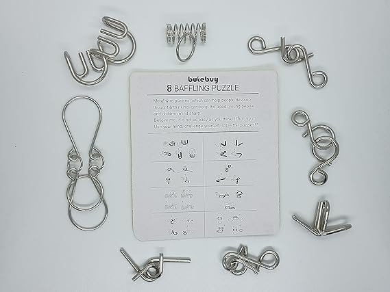 Brain Teasers Metal Wire Puzzle Toys - 16 Set IQ Brain Teaser Games for Adults & Kids (Yellow & Blue) | Perfect for Gifts, Party Favors, Classroom Prizes & Cognitive Training | Great for Travel, Office Breaks & Family Game Nights