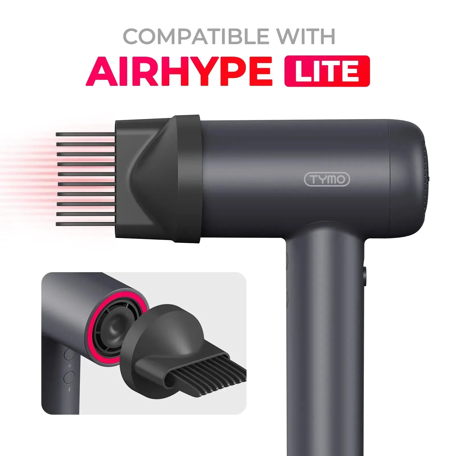 TYMO AIRHYPE LITE Hair Dryer Comb Nozzle Attachment - Professional Styling Tool for Smooth & Tangle-Free Blowouts - Perfect for Home & Salon Use
