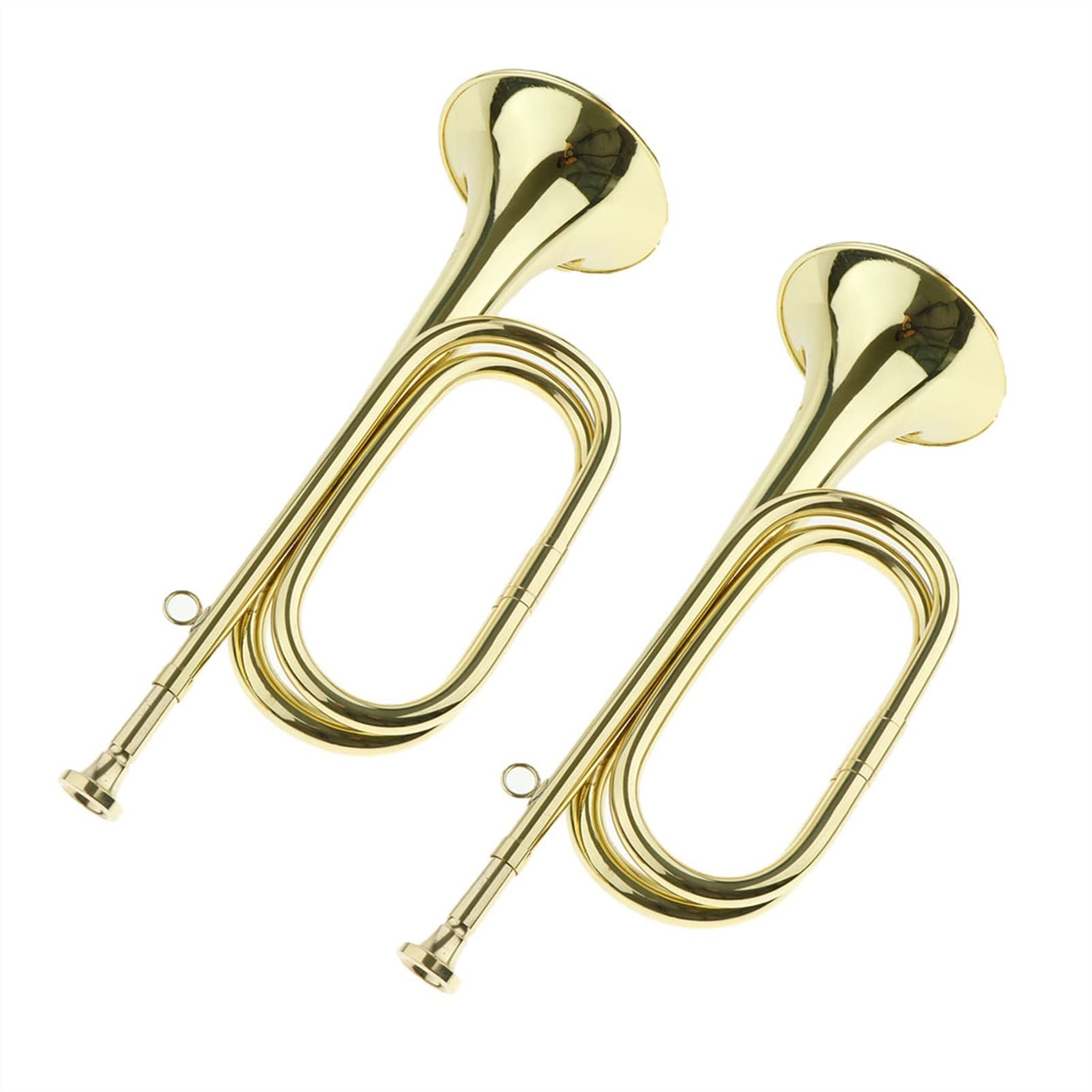 Set of 2 Kids Brass Trumpet Marching Bugle - Musical Instrument for Children's Band Practice & Birthday Gifts | Perfect for School Parades, Music Lessons & Beginner Musicians