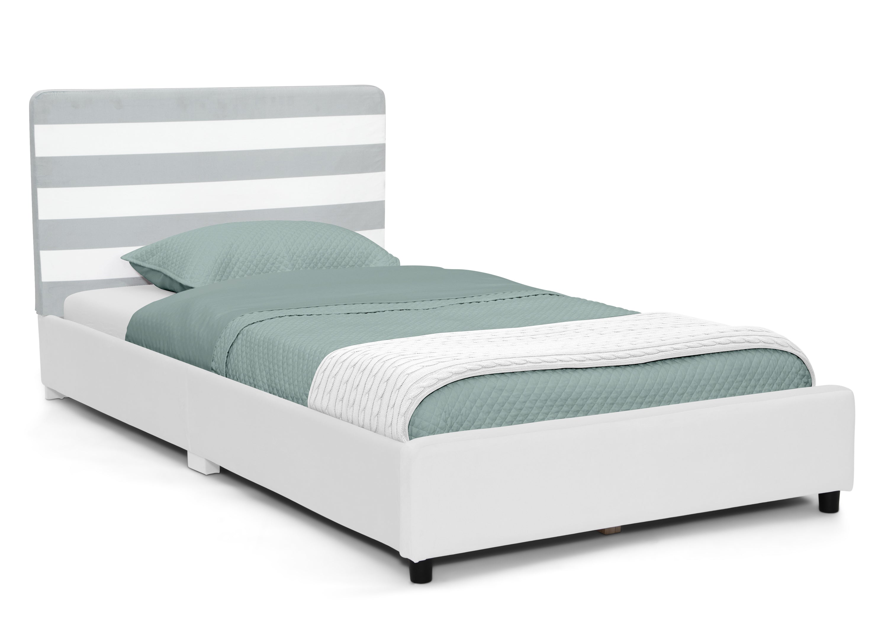 Upholstered Twin Bed with Headboard - Soft Fabric Bed Frame for Kids & Teens - Perfect for Bedrooms, Dorms & Guest Rooms