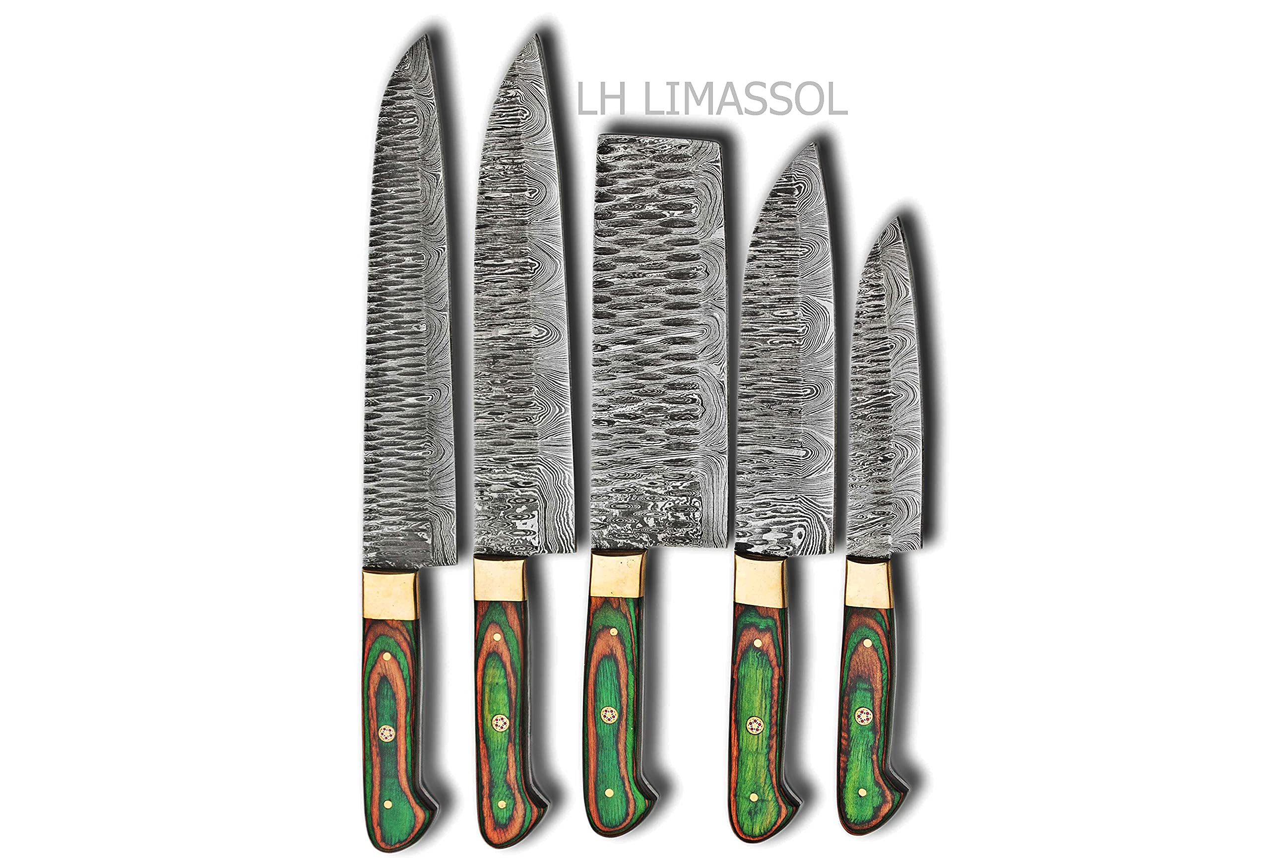 Premium Damascus Steel Kitchen Knife Set - 5 Piece Hand-Forged Chef Knives with Leather Roll Case | Perfect for Home Cooking, Professional Chefs & Christmas Gifts | Ideal for Kitchen, Dining & Culinary Enthusiasts