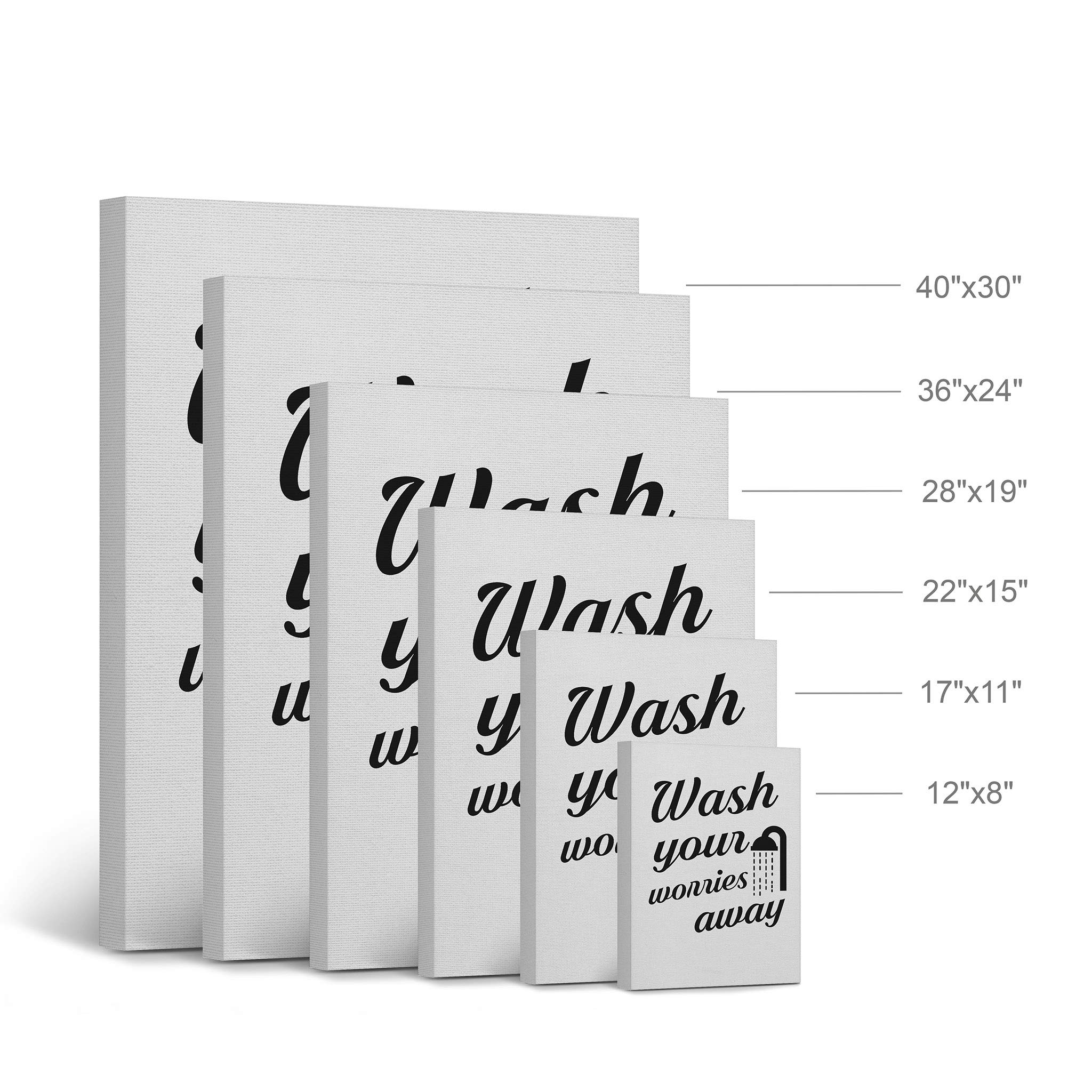 Funny Bathroom Wall Art - 'Wash Your Worries Away' Canvas Print for Bathroom Decor | Ready to Hang 22x15 Inch Home Decoration | Made in USA | Perfect for Powder Rooms, Guest Baths & Spa-Inspired Spaces