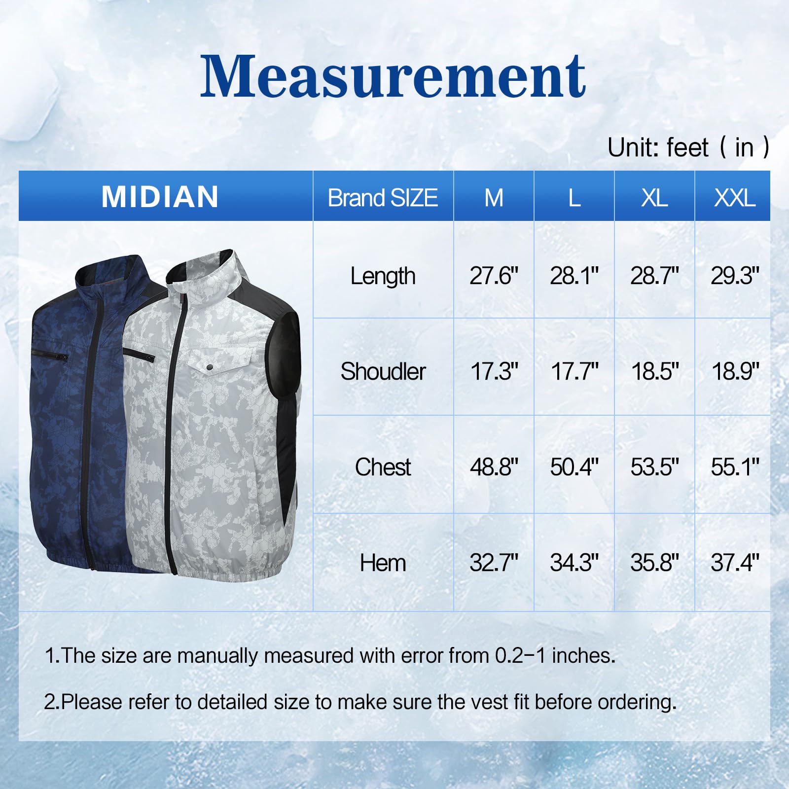 MIDIAN Air Cooling Work Vest with Smart Li-Ion Battery Pack - Breathable Summer Workwear with Built-in Fan for Outdoor Laborers - Ideal for Construction, Landscaping & Hot Warehouse Jobs