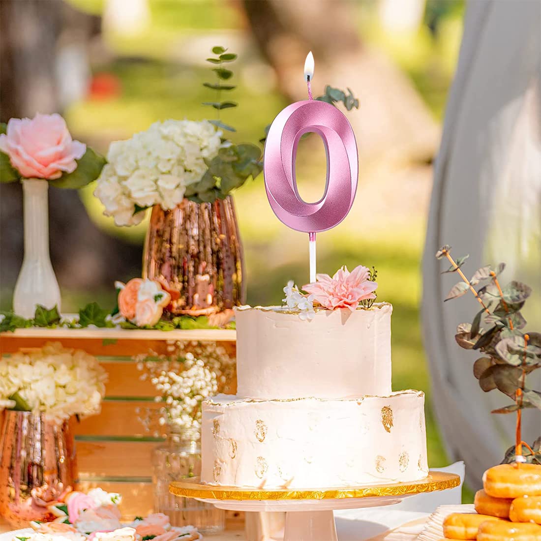 Polly Online 3D Glitter Number Candles 0-9 - Pink Sparkle Birthday Cake Toppers for Anniversary, Wedding & Graduation Party Decorations | Perfect for Birthday Cakes, Cupcakes and Dessert Tables