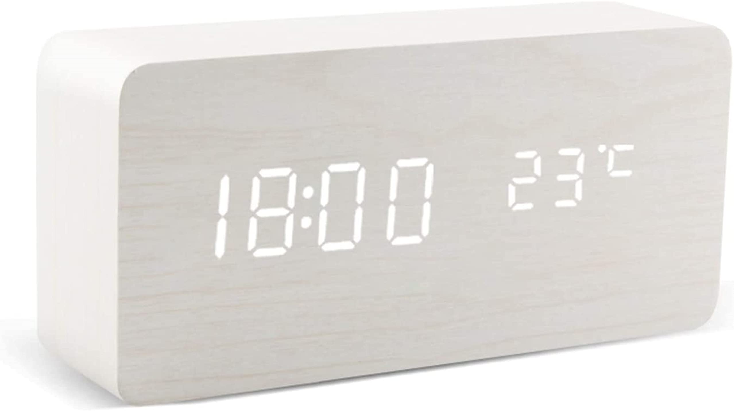 **Venuy Wooden LED Alarm Clock with Voice Control - USB/AAA Powered Digital Desk Clock for Bedroom, Office, and Home Decor - Craftwork Electronic Table Clock (Color: 8)**
