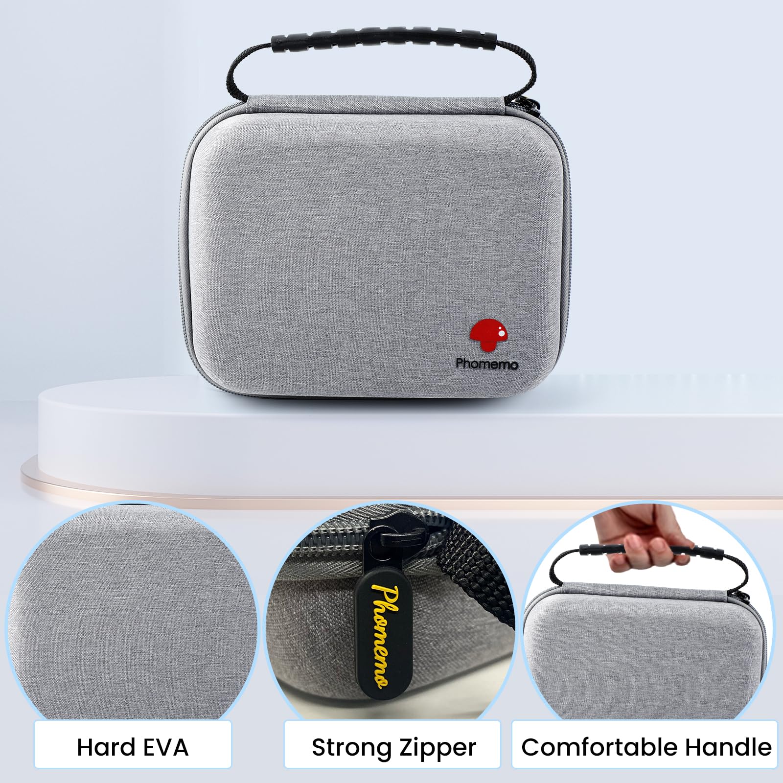 Phomemo EVA Hard Protective Case for Label Maker Printer M110 M120 M150 M220 M250 M200 M221 - Durable Storage Holder with Mesh Pocket for Accessories (Case Only) - Perfect for Office, Home & Travel Organization