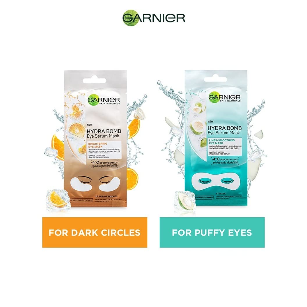 Garnier Skin Naturals Hydra Bomb Eye Serum Mask - Hydrating & Revitalizing Under Eye Treatment for Dark Circles & Puffiness - 1pc (6g) - Perfect for Nighttime Skincare Routine & Travel Essentials