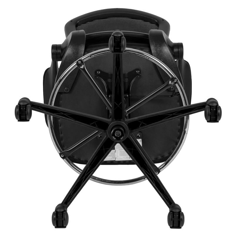 FLASH Kelista Mid Back Black Mesh Ergonomic Drafting Chair with Adjustable Foot Ring & Flip-Up Arms - Perfect for Architects, Artists & Office Workstations