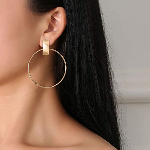 Shegirl Geometric Hollow Circle Hoop Earrings - Gold Round Stud Earrings for Women & Girls | Trendy Fashion Jewelry for Daily Wear, Parties & Gifts