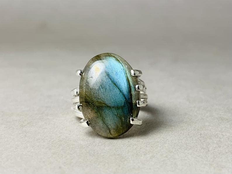 Oval Labradorite Ring - 925 Sterling Silver Gemstone Jewelry, Handmade Statement Ring for Women, Unique Gift for Her | Perfect for Weddings, Parties & Everyday Wear