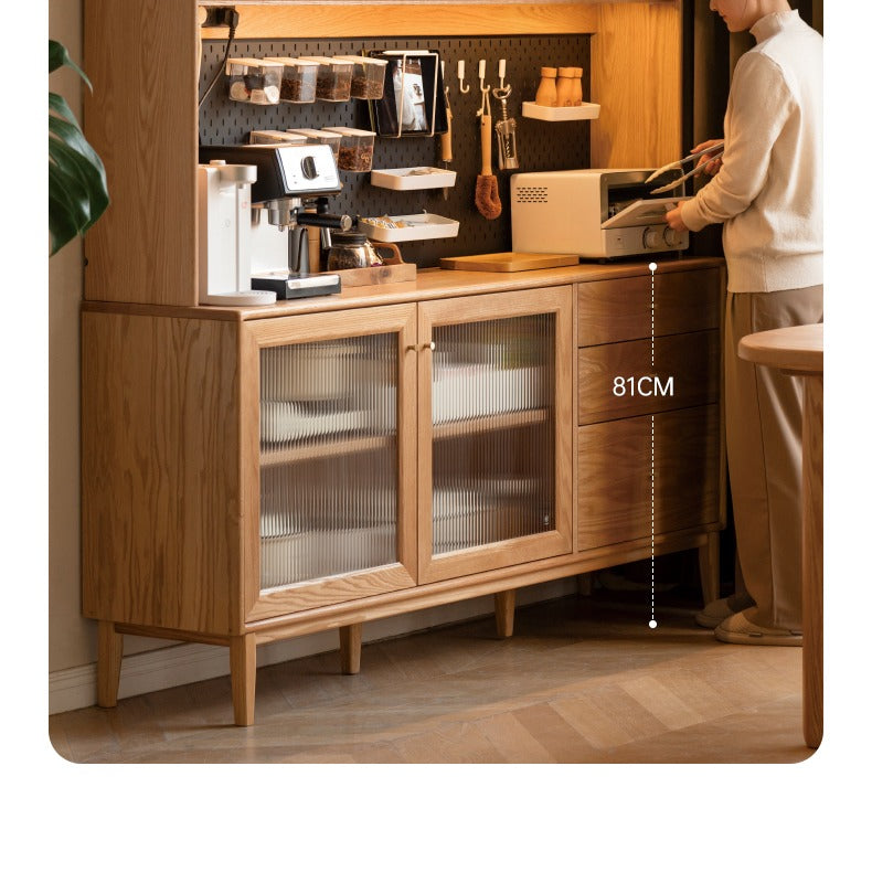 Solid Oak Wood Nordic Style Sideboard Cabinet - Modern Storage for Dining Room, Living Room & Entryway