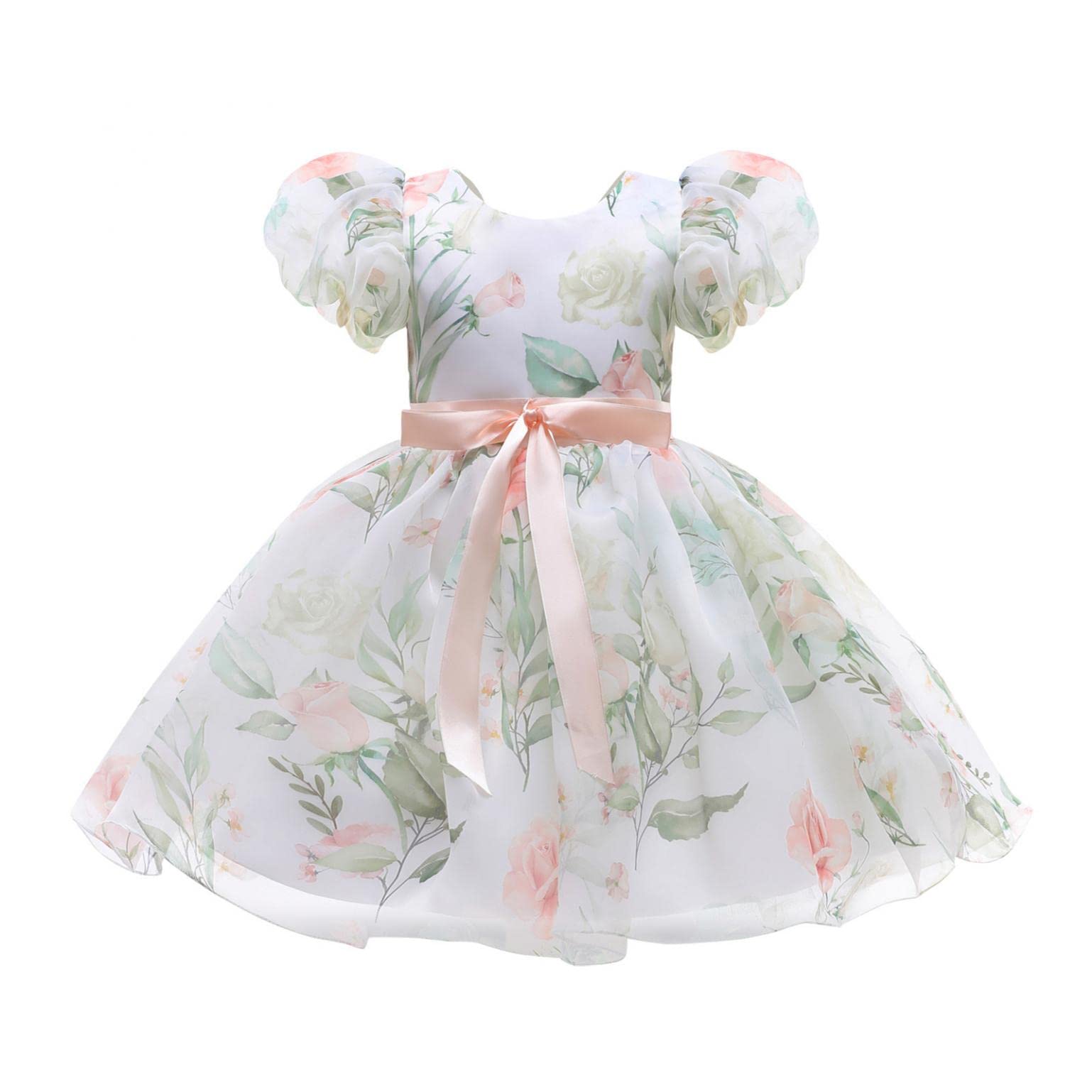 **Toddler Flower Girl Dress - Princess Puff Sleeve Tulle Gown for Weddings & Special Occasions | Perfect for Flower Girls, Birthday Parties & Pageants**