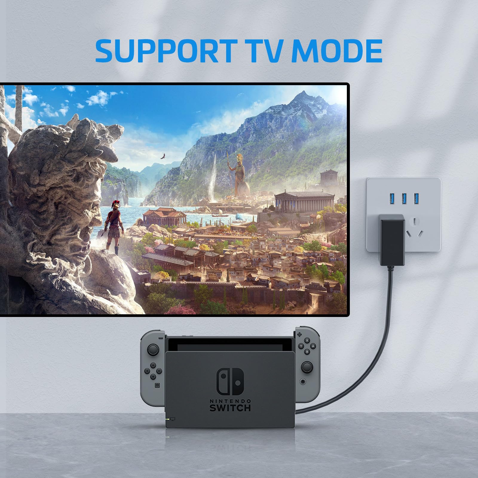 Nintendo Switch & Switch OLED Fast Charger - 39W USB-C Power Adapter with 5FT Cable for TV Dock Mode & Portable Gaming | Perfect for Home, Travel & On-the-Go Charging