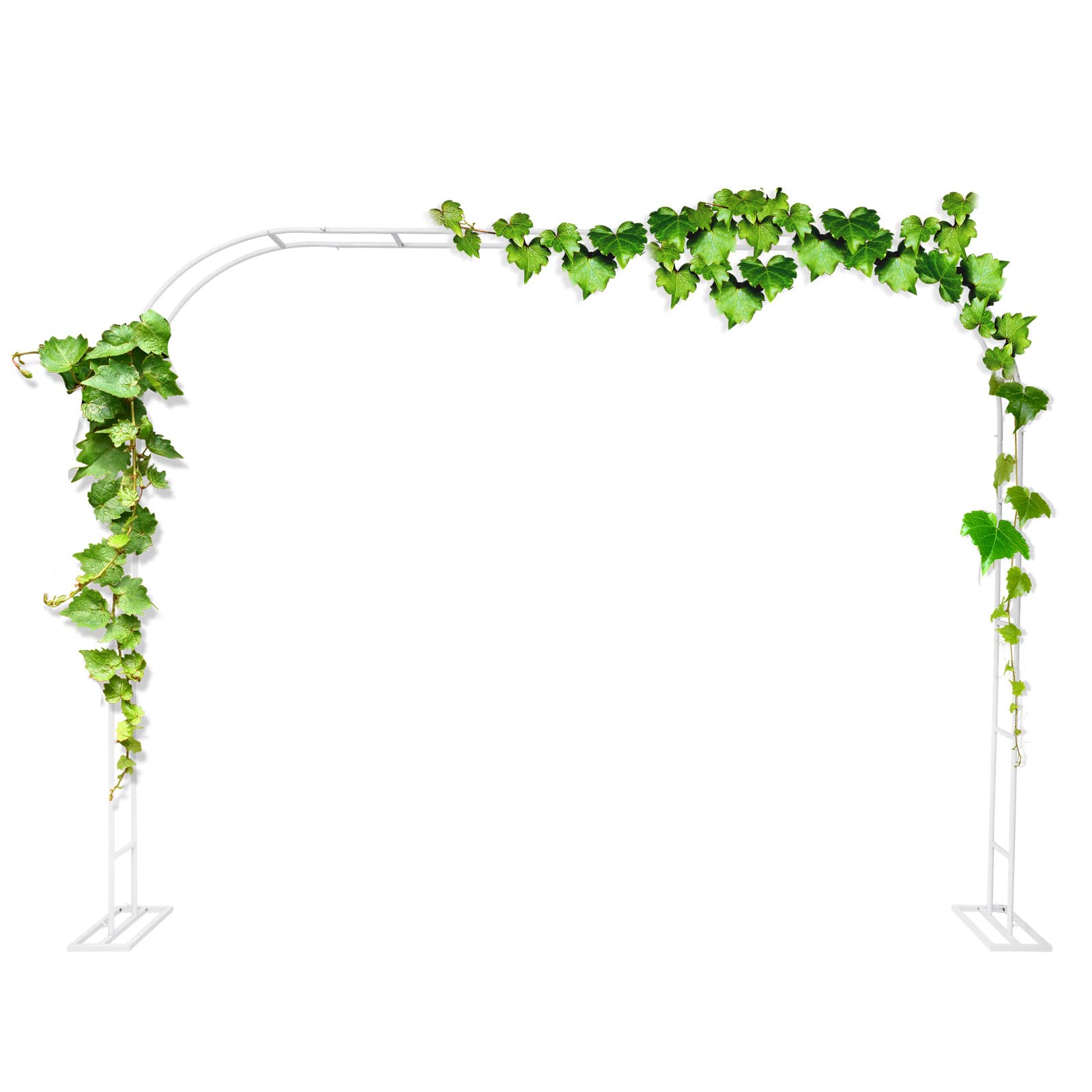 Fetcoi 9.8 ft White Metal Garden Arch - Wedding Arbor for Ceremony & Climbing Plants | Outdoor Wedding Decor, Vine Support, Backyard Decorations | Perfect for Garden Weddings, Vineyards & Outdoor Events