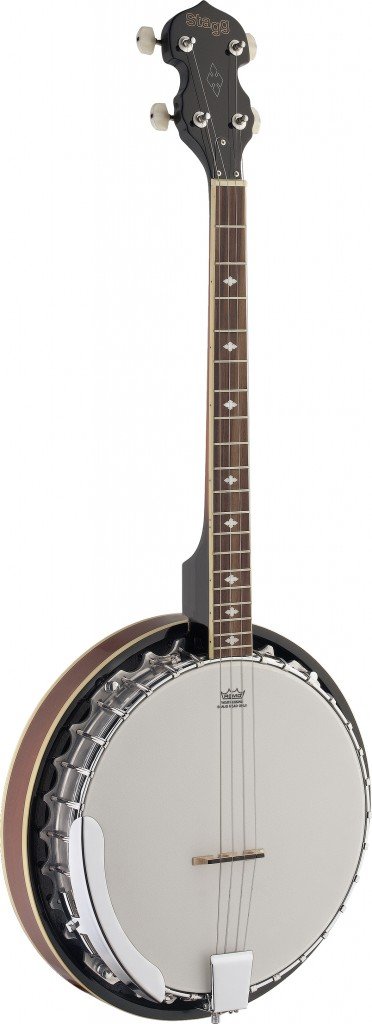 Stagg BJM30 4-String Bluegrass Banjo Deluxe with Metal Pot - Professional Quality Banjo for Bluegrass, Folk & Country Music - Perfect for Performances, Recording & Practice