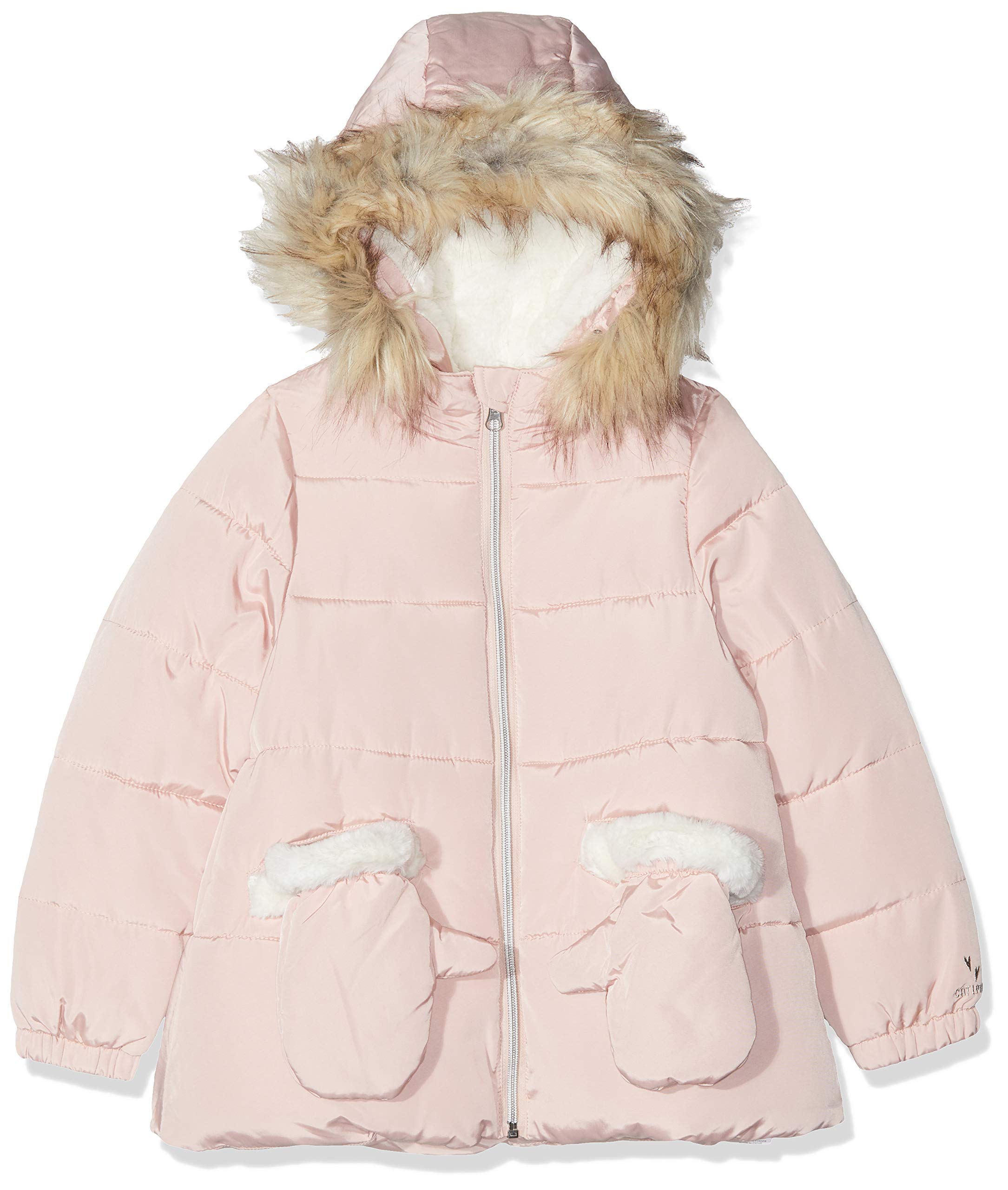 Catimini Girls Mauve Pink Puffer Winter Parka Coat with Mittens - Warm Winter Jacket for Toddler & Kids Outdoor Play, Snow Day & Cold Weather