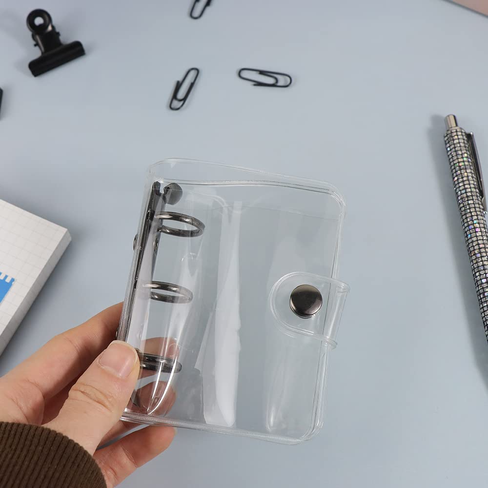 Super Mini Transparent 3-Ring Binder - Clear Soft PVC with Black Round Rings (20mm Diameter) | Snap Closure & Sealing Edge for Notebooks, File Folders & Album Covers | Perfect for School, Office & Home Organization