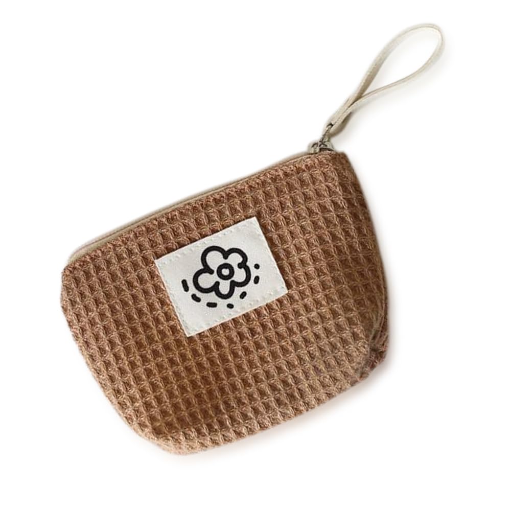 Small Cosmetic Bag for Women & Girls - Makeup Organizer Pouch for Lipstick, Brushes & Beauty Accessories (Coffee Color) - Perfect for Travel, Gym & Daily Use