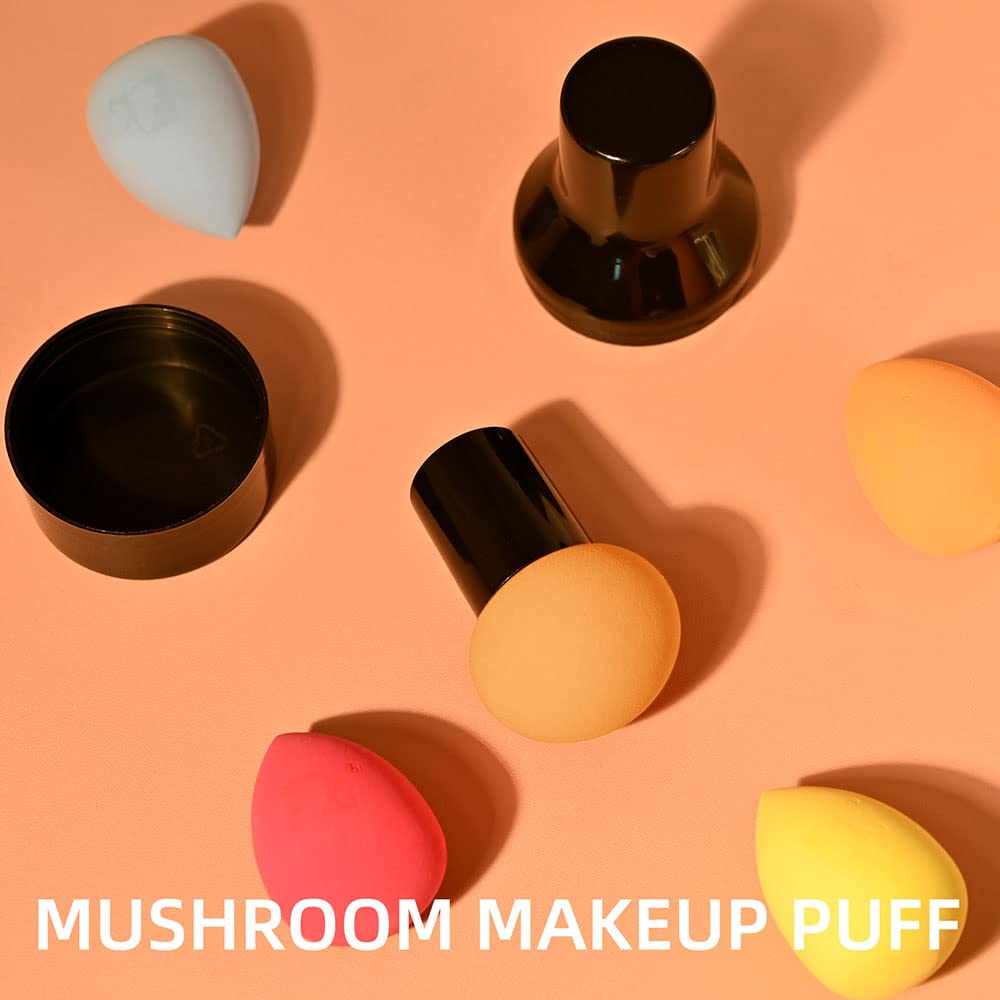Dolovemk Mushroom Head Makeup Puff Brush with Handle - Powder Sponge Blender for Flawless Finish