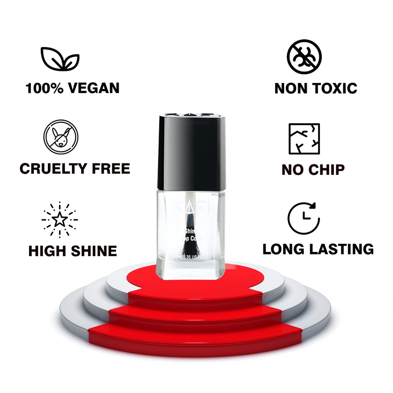 KAFI Duo Pack Gel Effect Nail Polish (Mahogany Maroon) + Protective Top Coat (Transparent) - Long Lasting, Non-Toxic, High Shine, Vegan, 10-Free Formula, Salon Professional - 2 Piece Combo Set for Manicures, Pedicures & Nail Art - Perfect for Home Use, Salons & Gifts