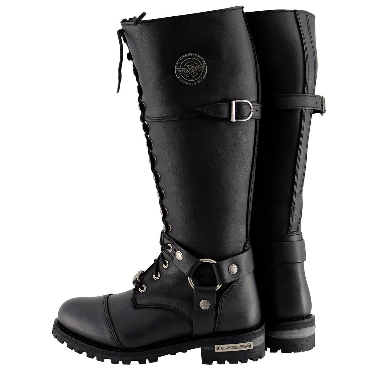 Milwaukee Leather MBL9390 Women's Black 16-Inch Lace-Up Motorcycle Boots - Premium Leather Riding Boots for Women - Perfect for Motorcycle Rides, Biker Events & Outdoor Adventures