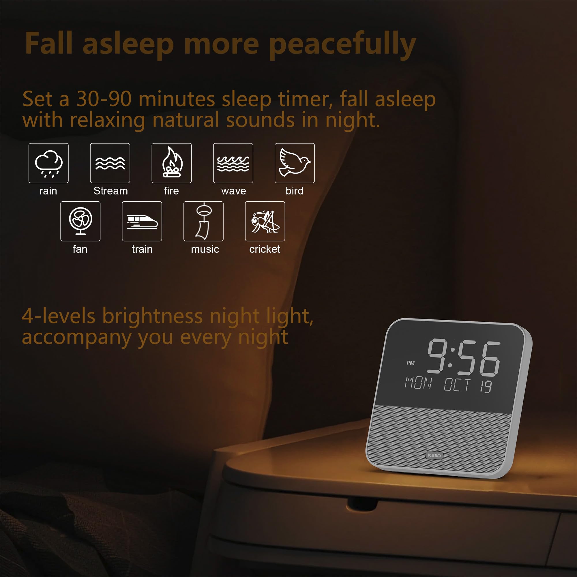 Wireless Alarm Clock Radio with Bluetooth Speaker, FM Radio & Night Light - HiFi Sound Quality, Dual Alarm, Remote Control, Wall Mountable for Bedroom, Office, Travel & Home Decor