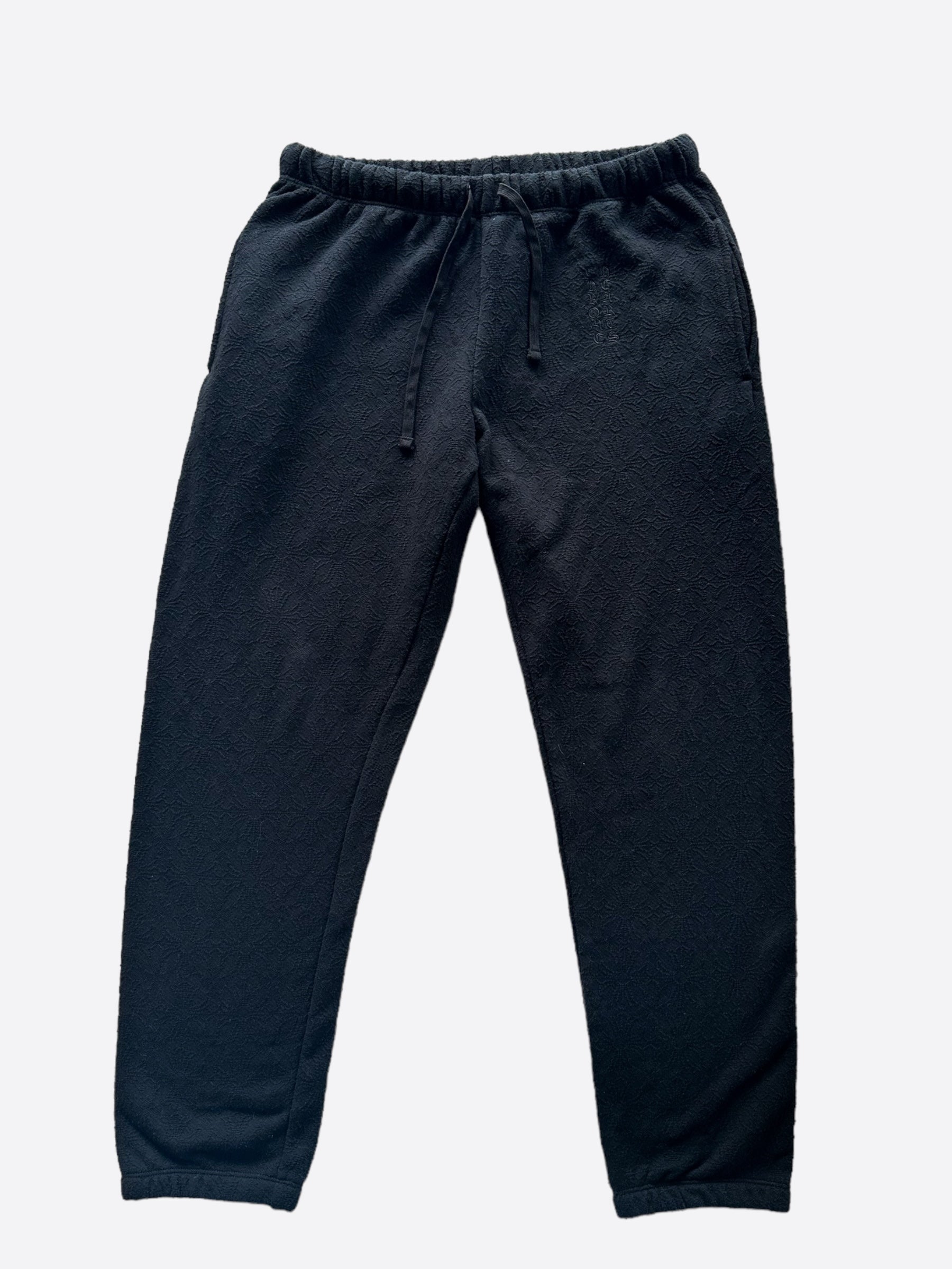 Chrome Hearts Black Cross Jacquard Sweatpants for Men - Gothic Streetwear Fashion Sweatpants with Embroidered Cross Design | Perfect for Casual Wear, Street Style & Lounge Outfits