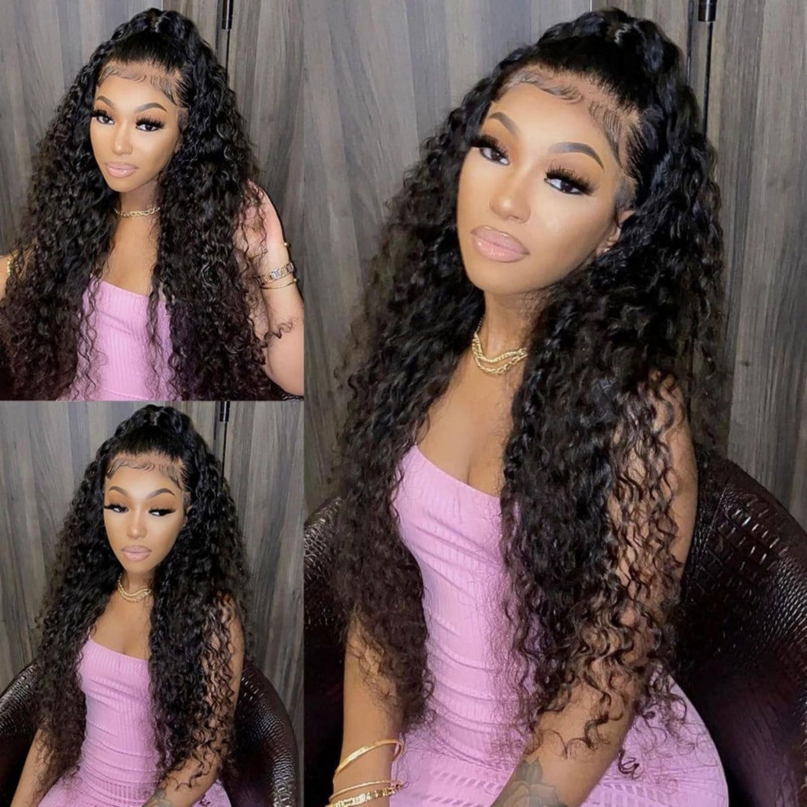 13x4 Deep Wave Lace Front Wig Human Hair - Pre Plucked Glueless Wigs for Black Women with Baby Hair | 20 Inch Curly Lace Front Wigs Natural Color | Perfect for Daily Wear, Parties & Special Occasions