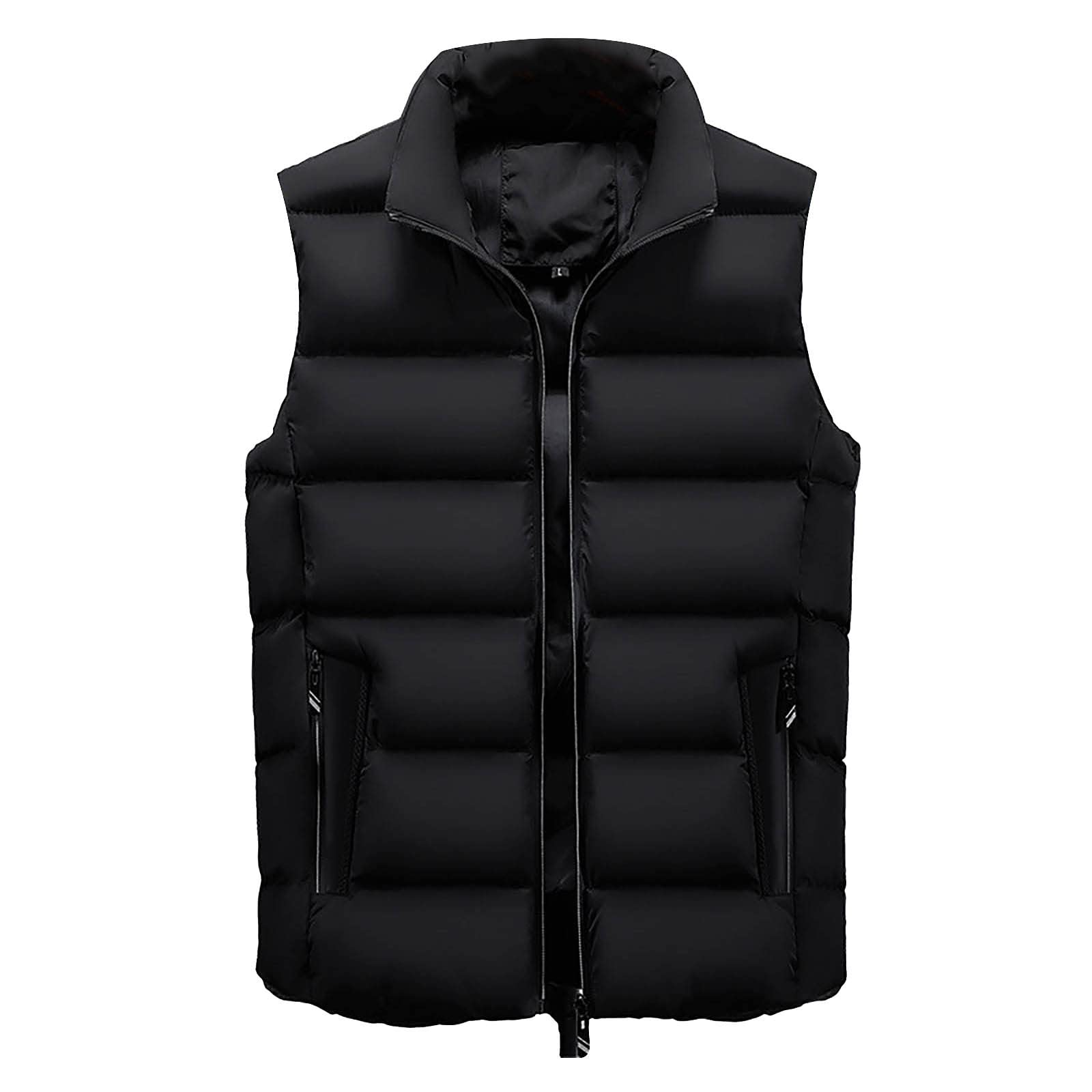 LEXUPA Men's Stand Collar Vest Jacket - Solid Color Waistcoat Coat for Autumn & Winter | Warm Layering Piece for Office, Casual Outfits & Outdoor Activities